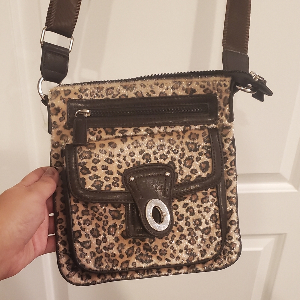 Faux Fur Leopard Crossbody Bag